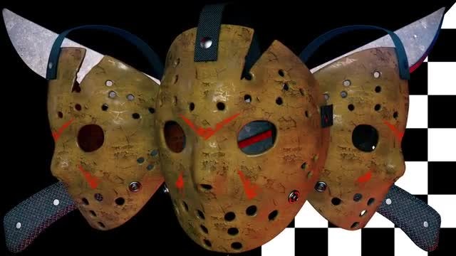 Scary Mask With Machetes Loop: Stock Motion Graphics