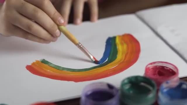 Rainbow Painting On White Paper: Stock Video