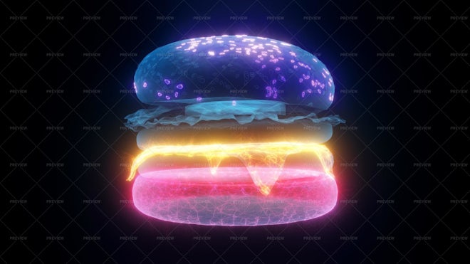 Neon Burger Hologram - Graphics