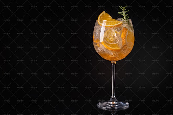 glass of aperol spritz cocktail Stock Photo