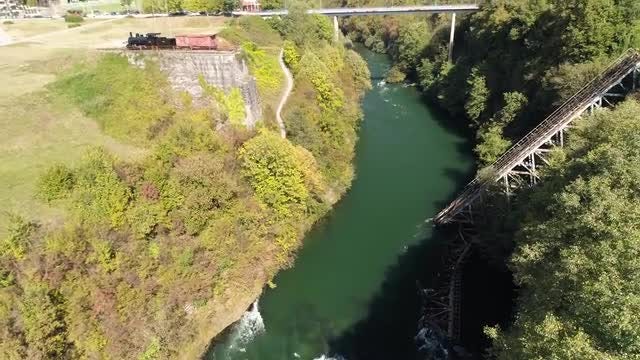 Broken Bridge In The River: Stock Video