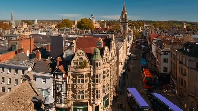 Bird's Eye View Of Oxford England: Stock Video