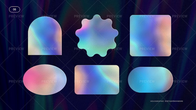Premium Vector  Holographic template sticker set in a trendy y2k  style.vector graphic with textured foil effect.