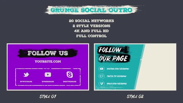 Grunge Social Outro: After Effects Templates