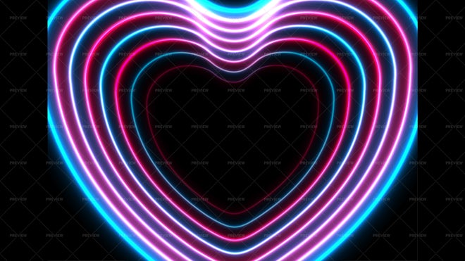 Blue And Pink Neon Glowing Hearts - Graphics | Motion Array