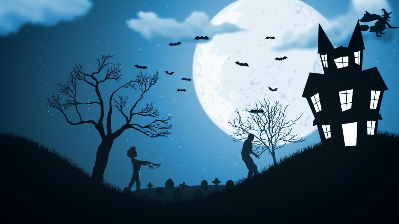 Halloween Bats From A Castle - Stock Motion Graphics | Motion Array