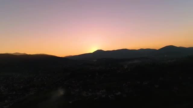 Pretty Sunset Sky And Village: Stock Video