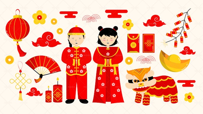 Chinese Style Cartoon Drawing Red Envelope New Year Element PNG Images