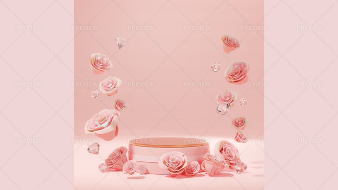 Diamonds and Roses on Pink Background