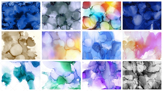 12 Ink Blobs Backgrounds - Graphics | Motion Array