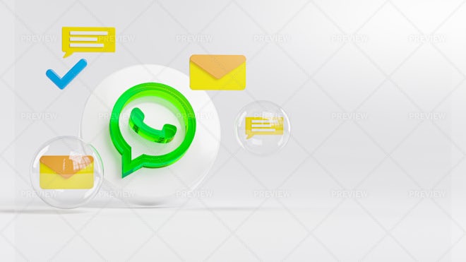 Whatsapp Acrylic Icons Bubble Background - Graphics