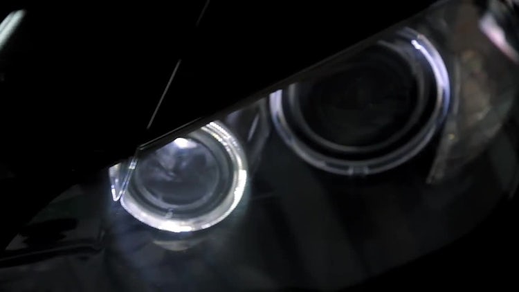 Close-up Shot Of Car Headlights: Stock Video