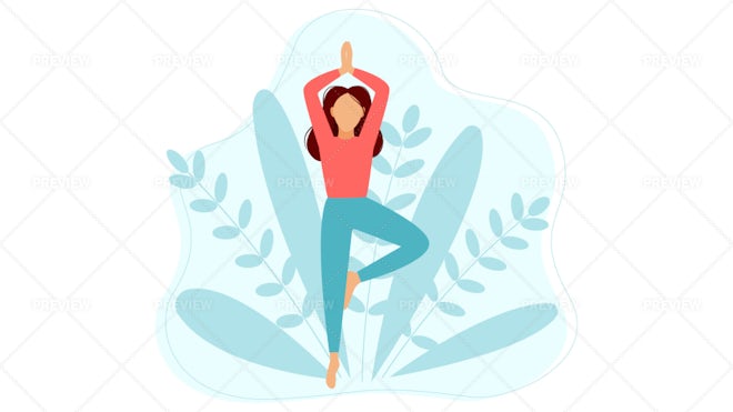 6 Yoga Poses Illustrations - Graphics