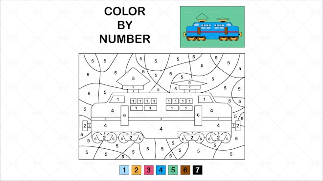 Train Color By Number - Graphics | Motion Array