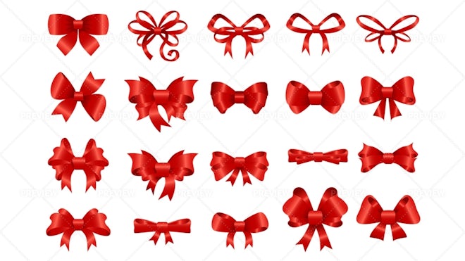 13 Red Ribbons And Badges - Graphics