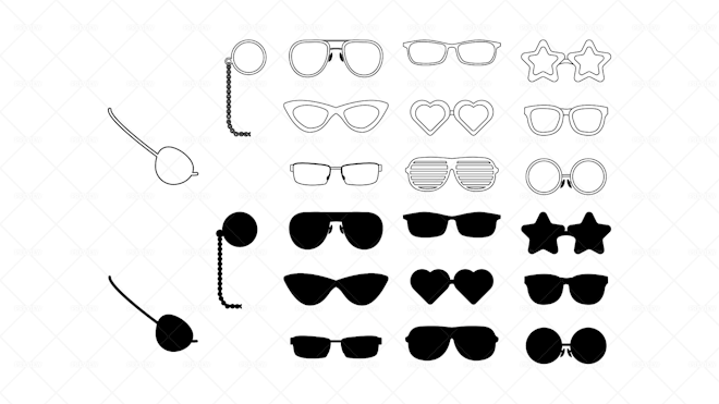 22 Eyeglasses Illustrations Set - Graphics | Motion Array