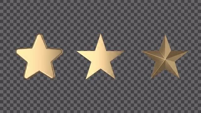 3 Styles Of Golden Stars: Stock Motion Graphics