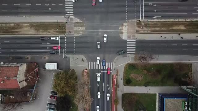 Overhead Shot Of Busy Intersection: Stock Video