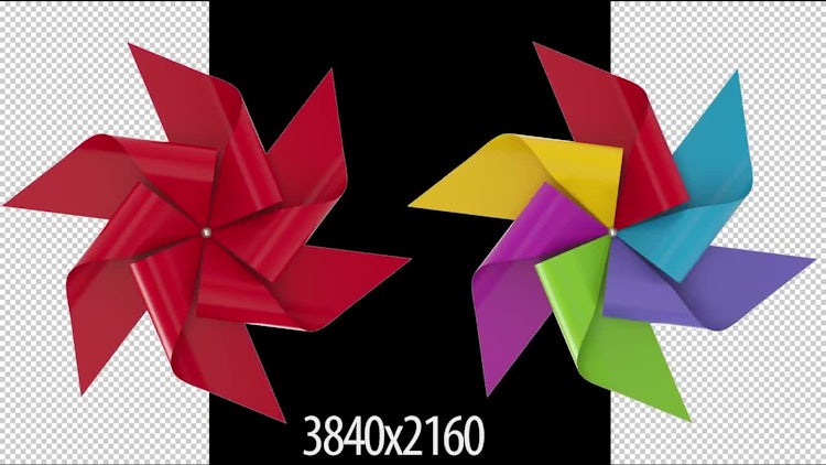 Two 3D Paper Windmills: Stock Motion Graphics