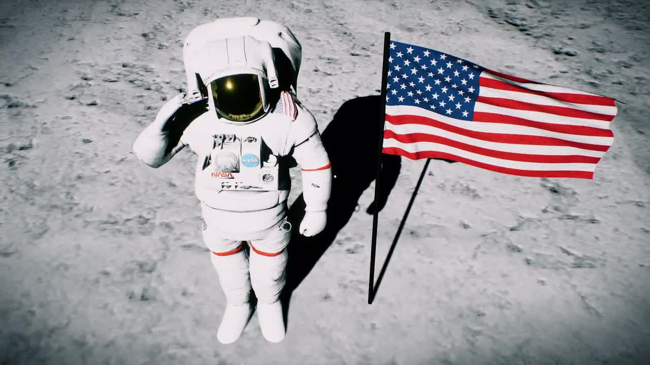 Astronaut Saluting By Us Flag Stock Motion Graphics Motion Array 2500