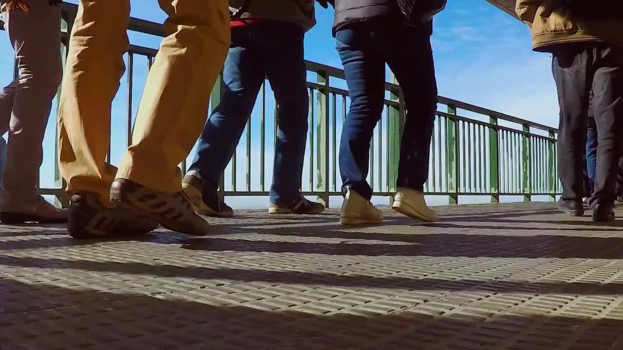 People Walking On Foot Bridge Stock Video Motion Array