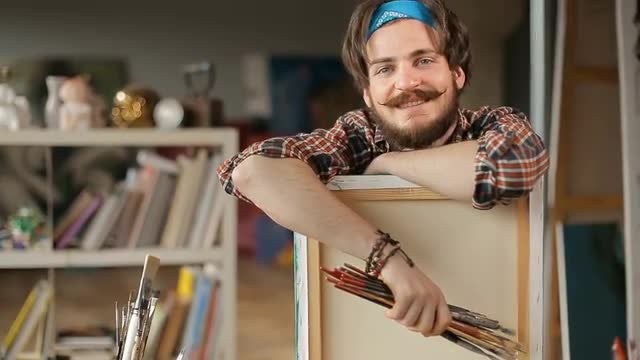 Portrait Of A Young Artist: Stock Video