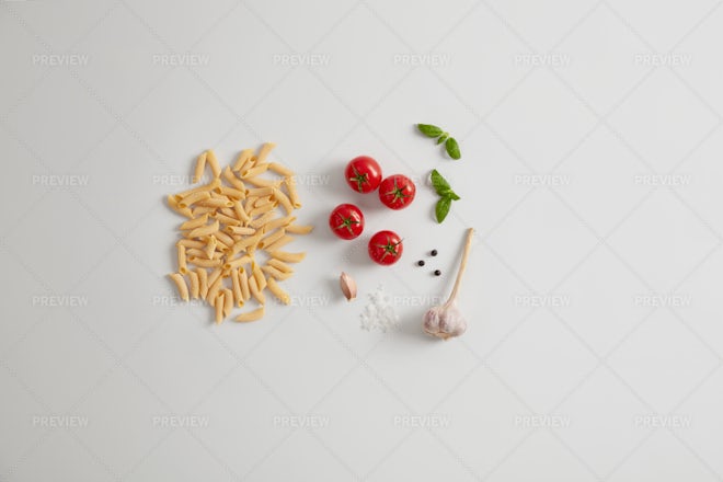 Pens, Italian Pasta Isolated On White Background Stock Photo