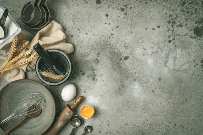 Baking utensils and ingredients Stock Photo by ©brebca 91405640