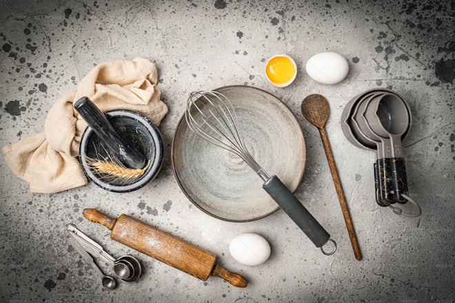 Baking utensils and ingredients Stock Photo by ©brebca 91405640