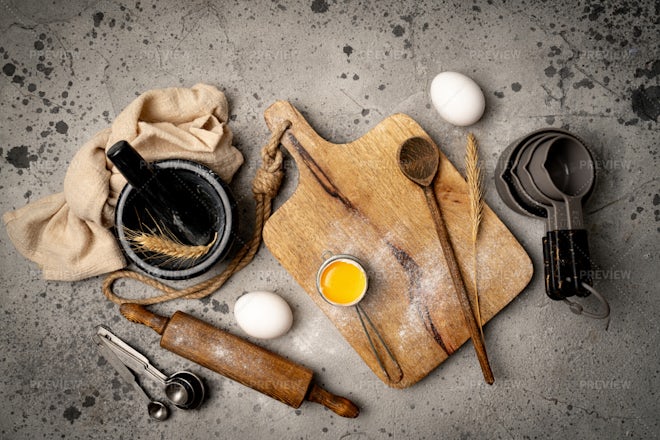 Baking utensils and ingredients Stock Photo by ©brebca 91405640