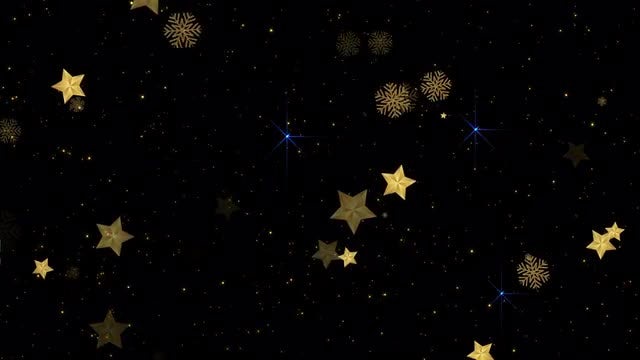 Gold Stars-Snowflakes Looped Background: Stock Motion Graphics