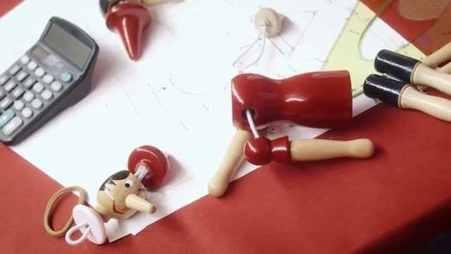 Pinocchio Toy Construction Plan: Stock Video