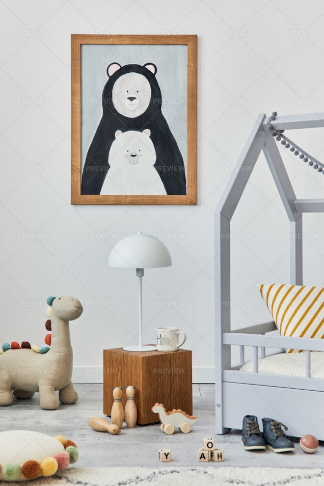 Cozy Kid Room With Poster - Stock Photos | Motion Array