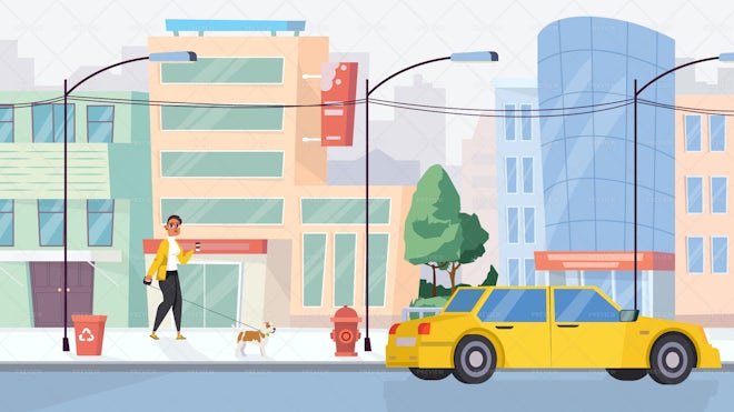 City Street Illustration - Graphics | Motion Array