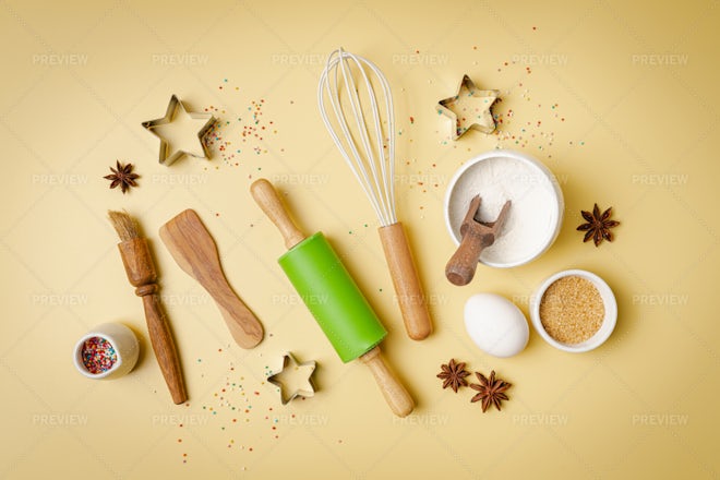 Baking utensils and ingredients Stock Photo by ©brebca 91405640