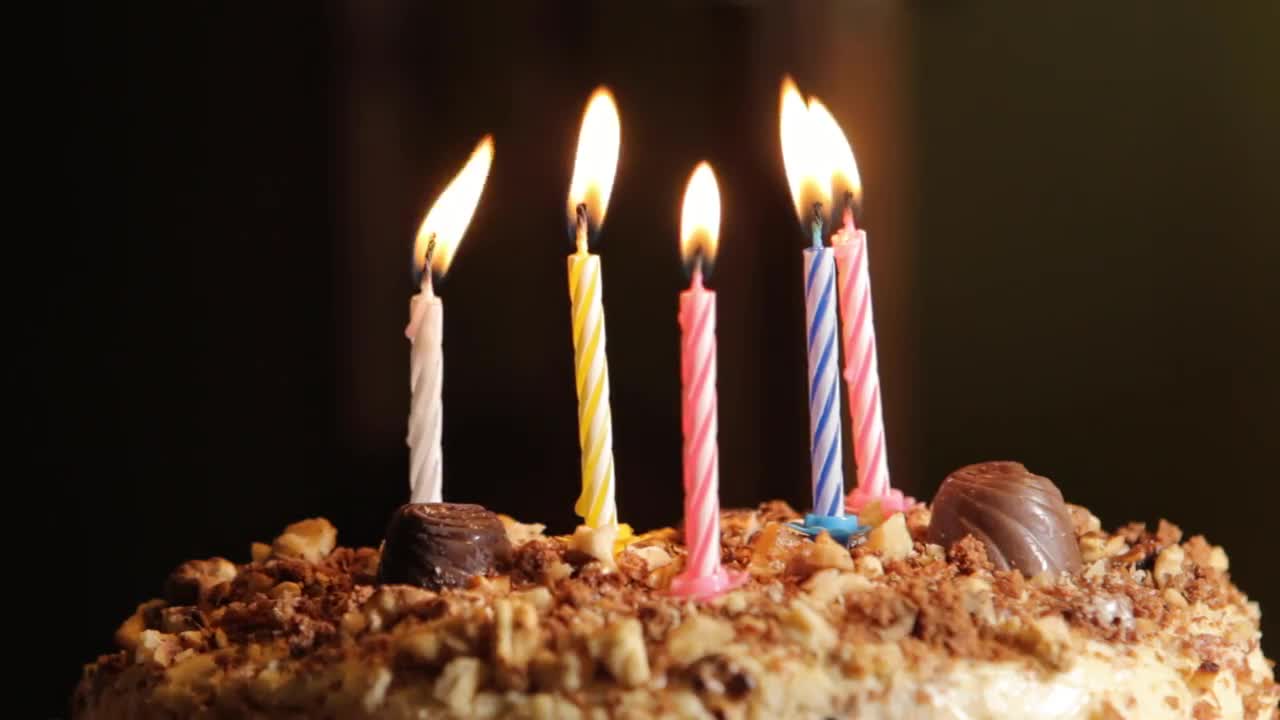 Birthday Cake Candles Burning - Stock Video | Motion Array