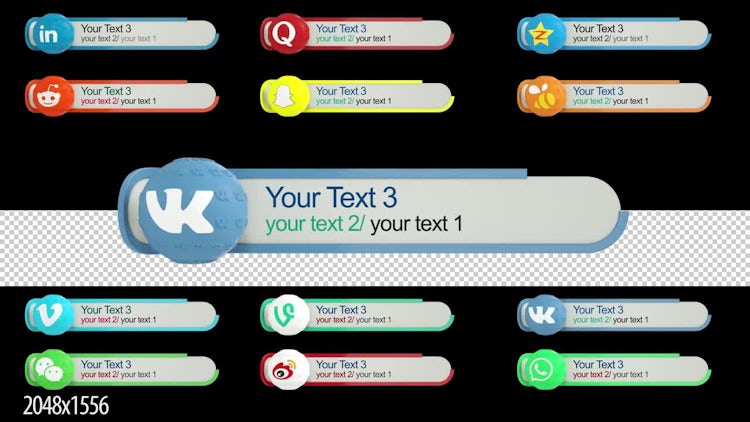 12 Social Media 3D Lower Thirds: After Effects Templates