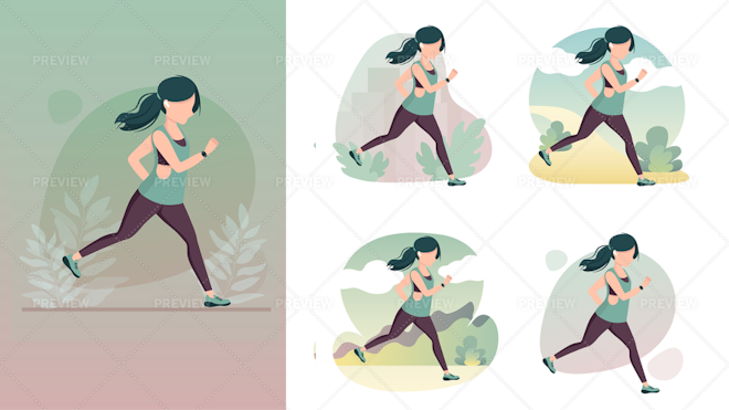 5 Training Woman Illustrations - Graphics