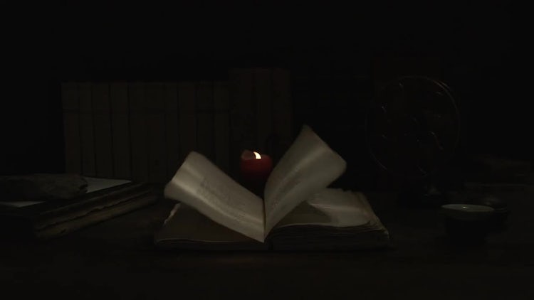Lightening Illuminates Old Study Room: Stock Video