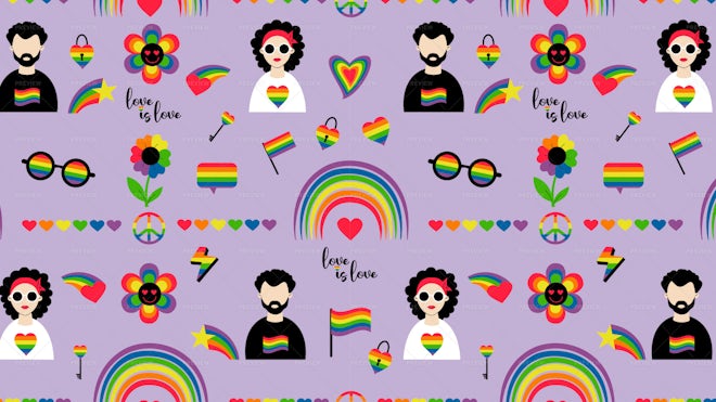 polka dot random multicolor LGBT pride concept. seamless pattern