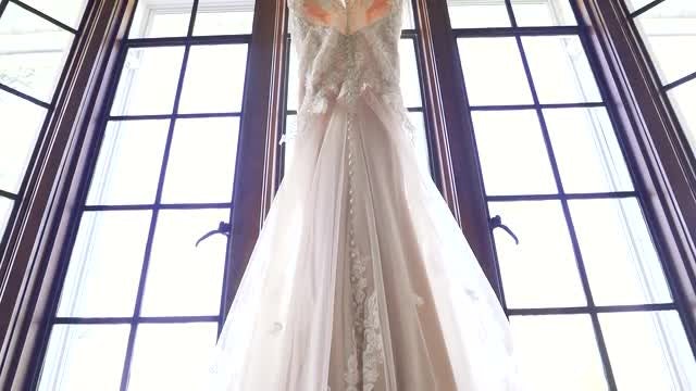 Wedding Gown On The Window: Stock Video