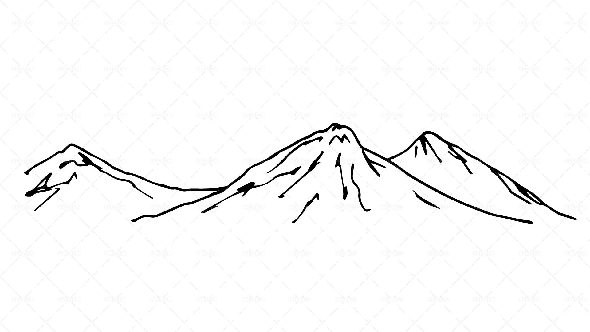 Mountains road. Landscape black on white background. Hand drawn rocky peaks  in sketch style. Vector illustration 2220050 Vector Art at Vecteezy
