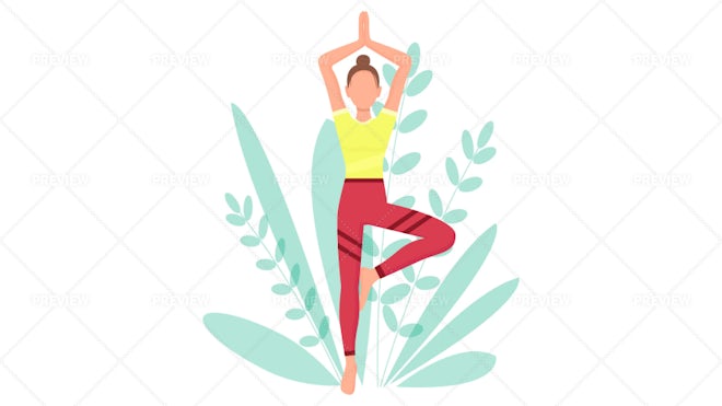 6 Yoga Poses Illustrations - Graphics