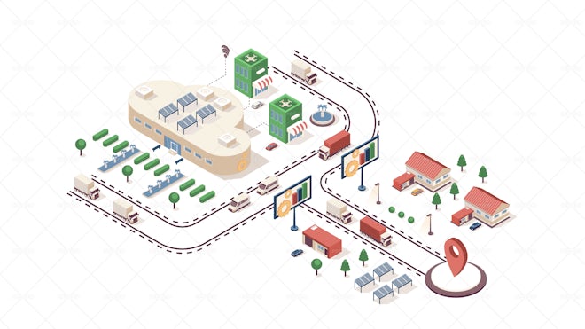 Data Center Isometric Illustration - Graphics | Motion Array