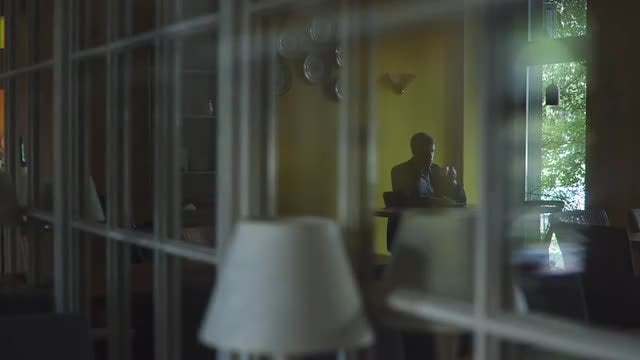 Man In Empty Cafe: Stock Video
