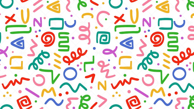 90s Colorful Squiggle Seamless Pattern - Graphics | Motion Array