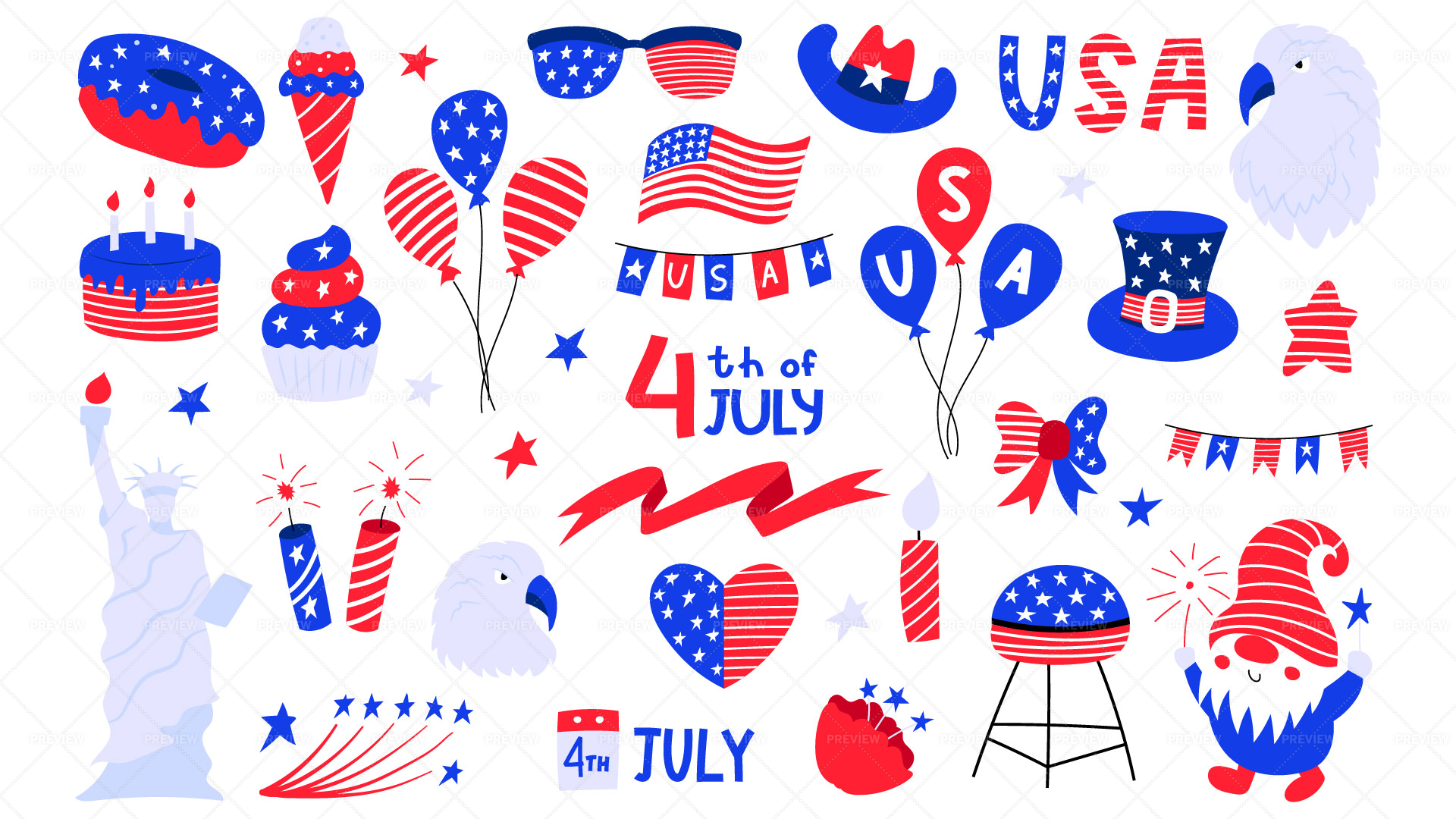 34 USA National Symbols For 4th July Graphics Motion Array