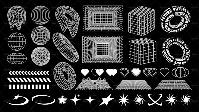 40 Y2K Vector Shapes - Graphics | Motion Array