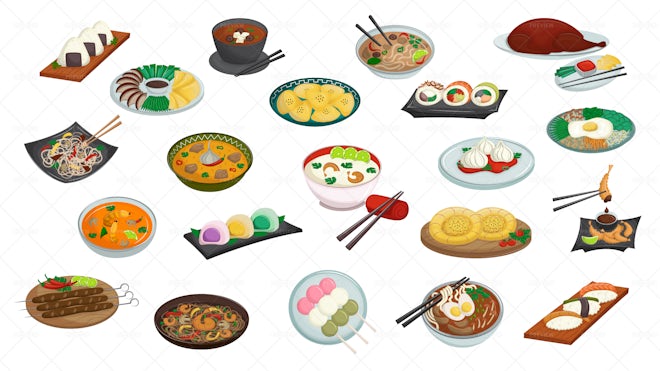 21 Illustration Of Asian Cuisine - Graphics | Motion Array