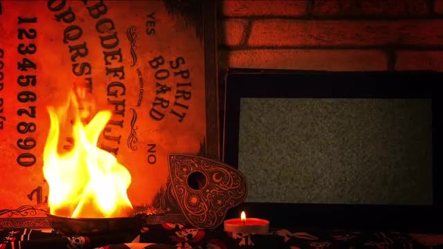 Ouija Board, Skull On Tablet: Stock Video
